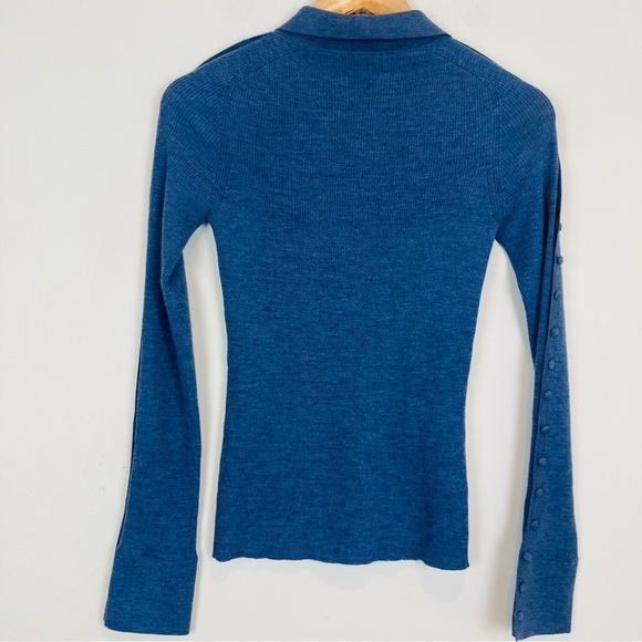 Altuzarra dusty blue button front polo collar wool and cashmere sweater. Small - Picture 4 of 6